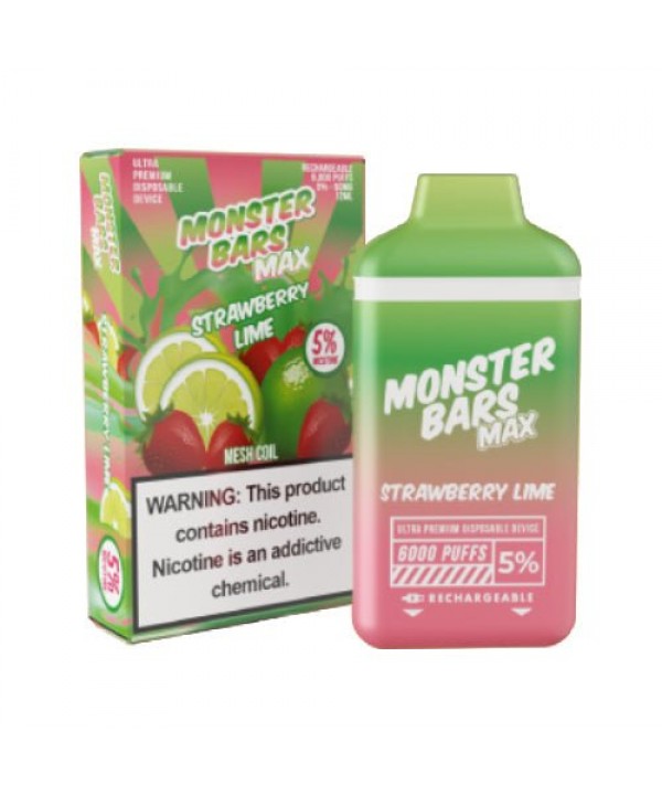 Monster Bars MAX 6k Strawberry Lime Disposable Vap...
