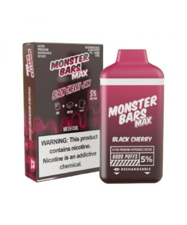 Monster Bars MAX 6k Black Cherry Jam Disposable Va...