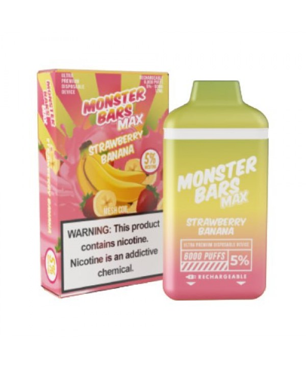 Monster Bars MAX 6k Strawberry Banana Disposable V...