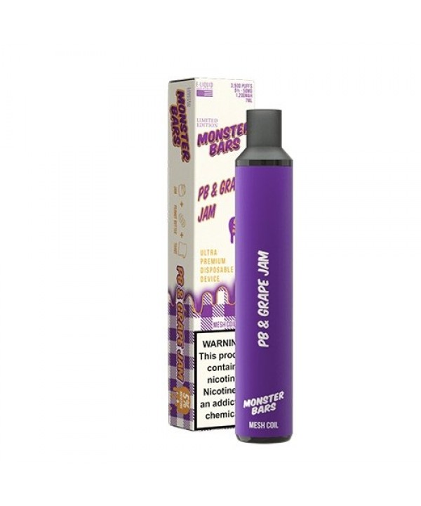 Monster Bars 3500 PB & Grape Jam Disposable Vape Pen